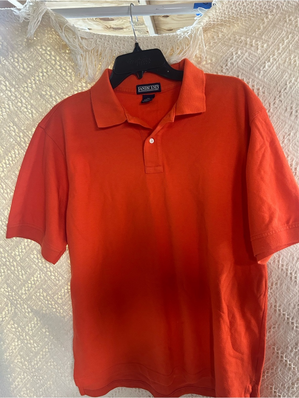 Lands' End Men's Bright Orange Short-Sleeve Polo